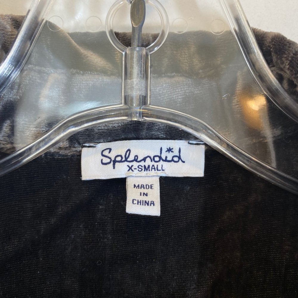 Splendid Gray Velvet Button Down Long Sleeve Shir… - image 2